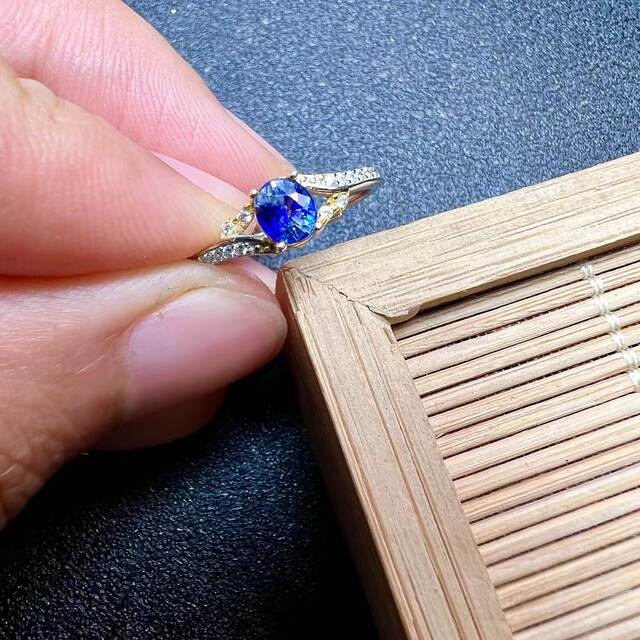 S925 silver cornflower sapphire ring colorful treasure no burning