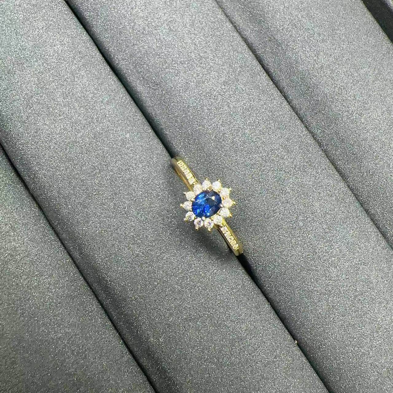 Natural royal blue sapphire Princess Diana style ring 4×5 925 silver finely inlaid natural colored gemstone jewelry