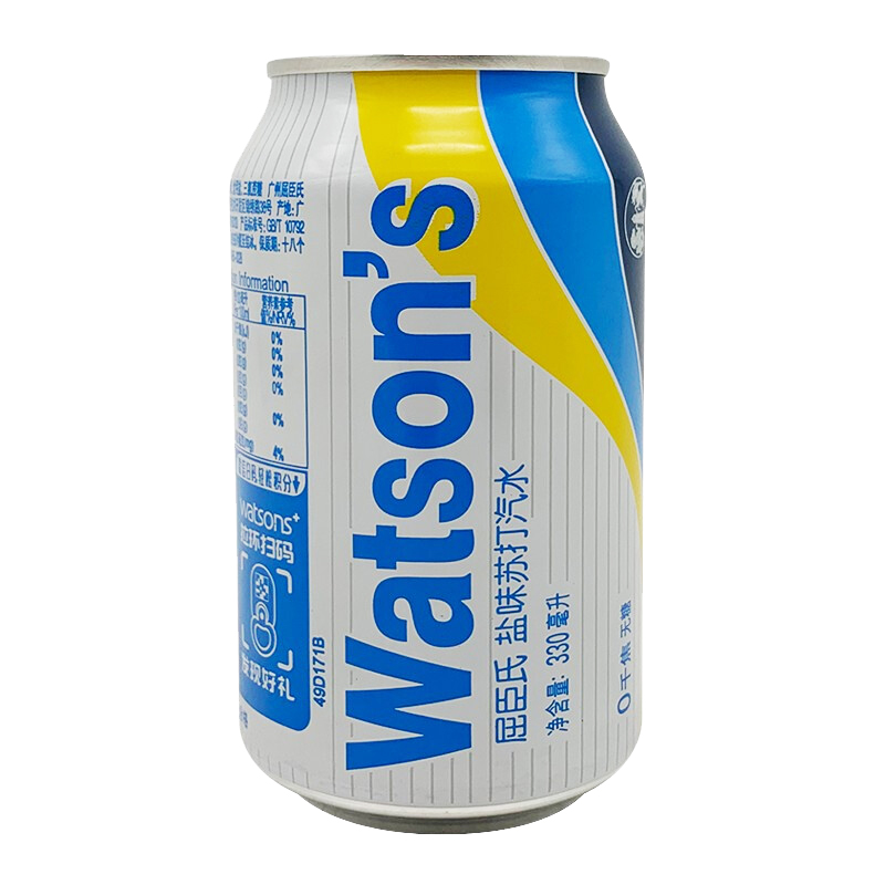 watsons屈臣氏苏打水汤力水气泡水香草柠檬原味海盐汽水330ml*6罐-图3