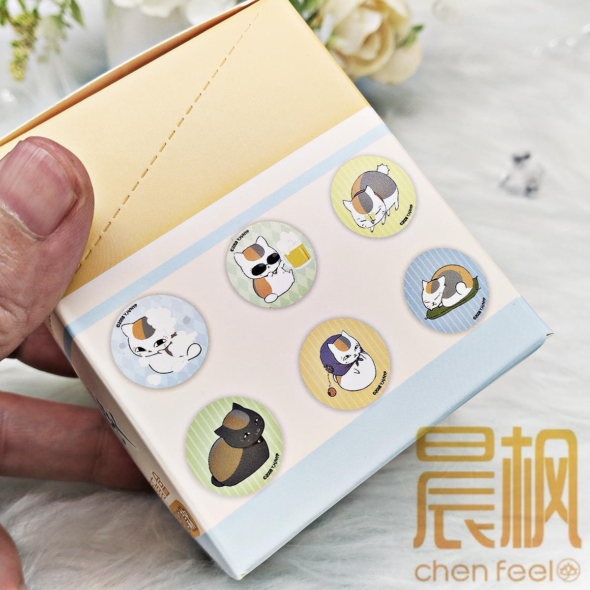 正版 夏目友人帐周边-猫咪老师迷你徽章盲盒35MM吧唧 - 图1
