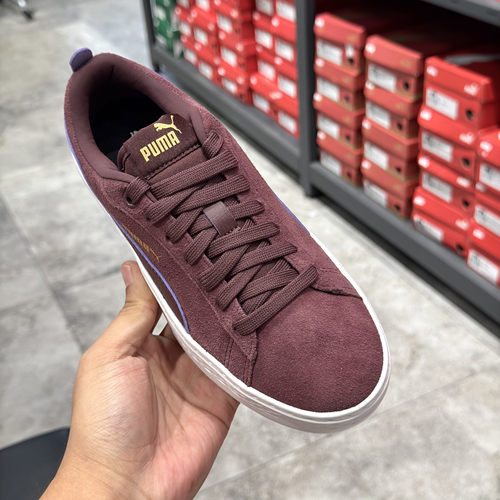 彪马PUMA新款女子休闲运动低帮翻毛皮经典酒红百搭轻便板鞋366488 - 图2