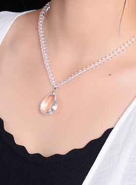 假一赔十项链天然白色透明水晶