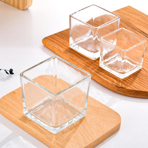 DIY香薰玻璃杯透明方形简约蜡烛台自制蜡烛杯家用蜡烛玻璃容器