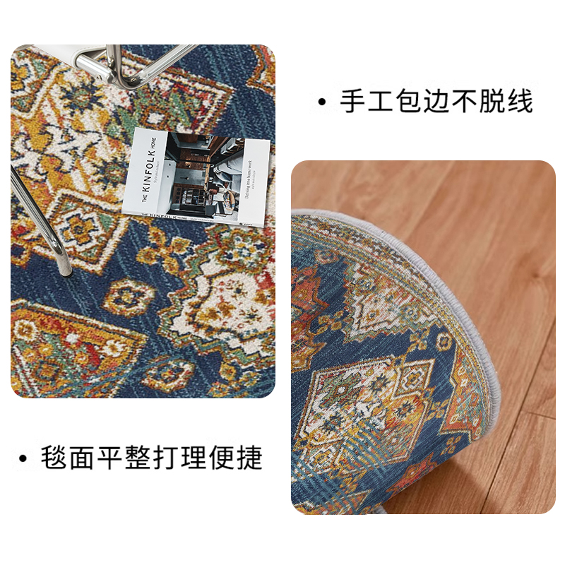 复古波斯入户玄关地垫土耳其欧式满铺进门垫民族风轻奢家用地垫 - 图2