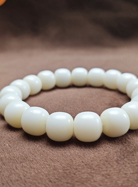 正品和田玉手串老型珠10mm羊脂白玉桶珠手链平价饰品国风男女款礼