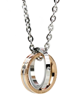 王一博同款钛钢潮流双环扣项链