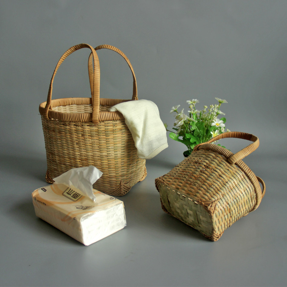 竹编竹制品  藤编手提篮 竹编篮子家用 买菜购物筐 野餐提手菜篮,淘宝优惠券,粉丝福利购,淘宝优惠卷