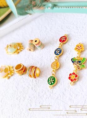 古法金双吊复古吊饰桶珠
