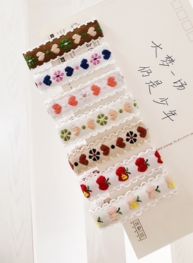 田园风花朵发夹女蕾丝发卡可爱爱心苹果头饰发饰儿童半包夹55MM