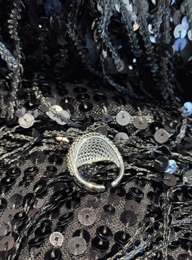 酷飒中性风韩国东大门戒指女镂空网状大球ins小众百搭开口指环