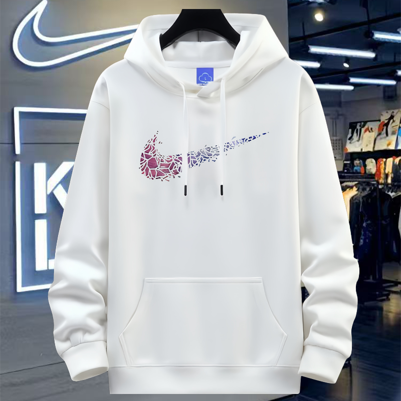 春秋时尚纯棉重磅连帽卫衣潮牌百搭宽松上衣秋冬加绒运动休闲卫衣 - 图1