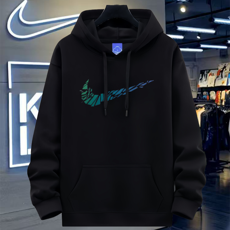 春秋时尚纯棉重磅连帽卫衣潮牌百搭宽松上衣秋冬加绒运动休闲卫衣 - 图2