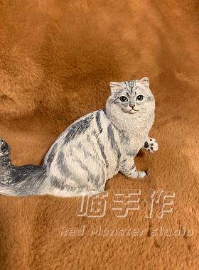 仿真桌面石膏喵手作纪念去世宠物