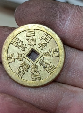 黄铜刘海戏金蟾背八卦铜钱吊坠挂件店铺开业礼品礼物男女平安饰品