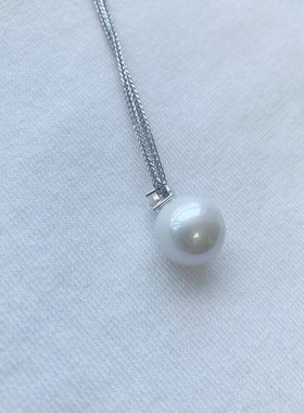 316钛钢！灰色戴妃单颗珍珠吊坠项链女轻奢小众颈链锁骨链