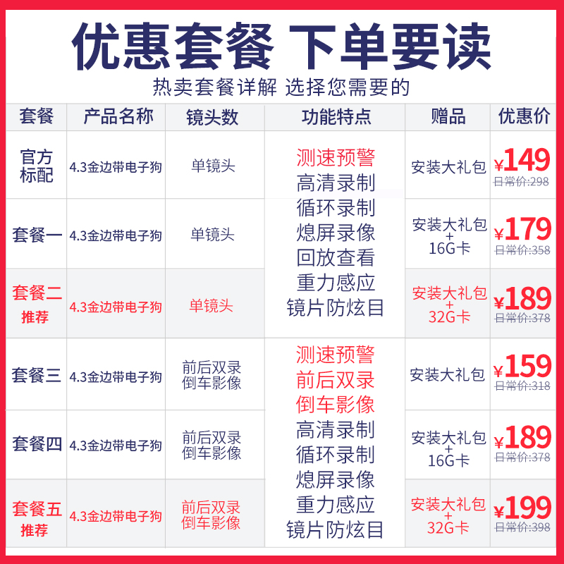 科技鸟 汽车载后视镜行车记录仪高清双镜头电子狗一体机倒车影像 - 图0