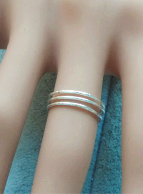 手工999足银超细银戒指 三生三世纠缠多层锤面女戒 轻奢高级感