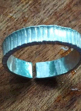 手工999足银树纹开口戒指男女戒子可定制