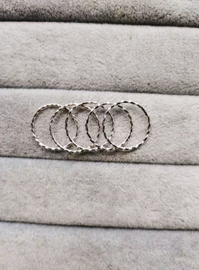 999足银手工戒指 冷淡风麻花细戒指 女戒 尾戒 关节戒 镀24K金定