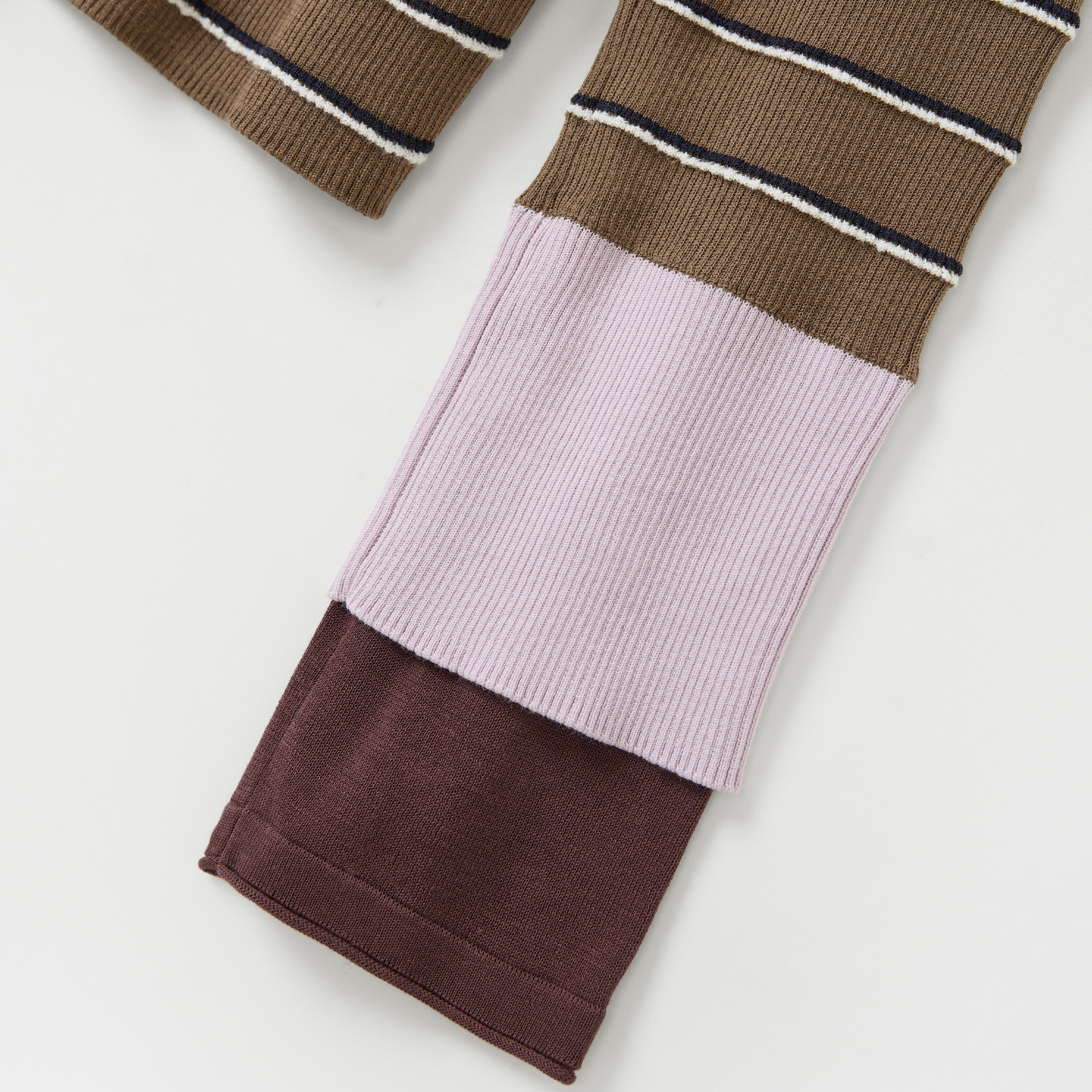 播条纹休闲polo领针织衫女25秋季新款气质拼接毛衣DDS4SD5187 - 图3