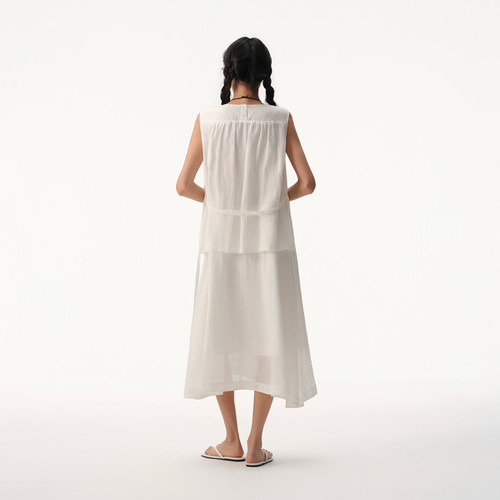 【商场同款】播26夏新品100%苎麻假两件无袖连衣裙女BDT2LD1795 - 图3