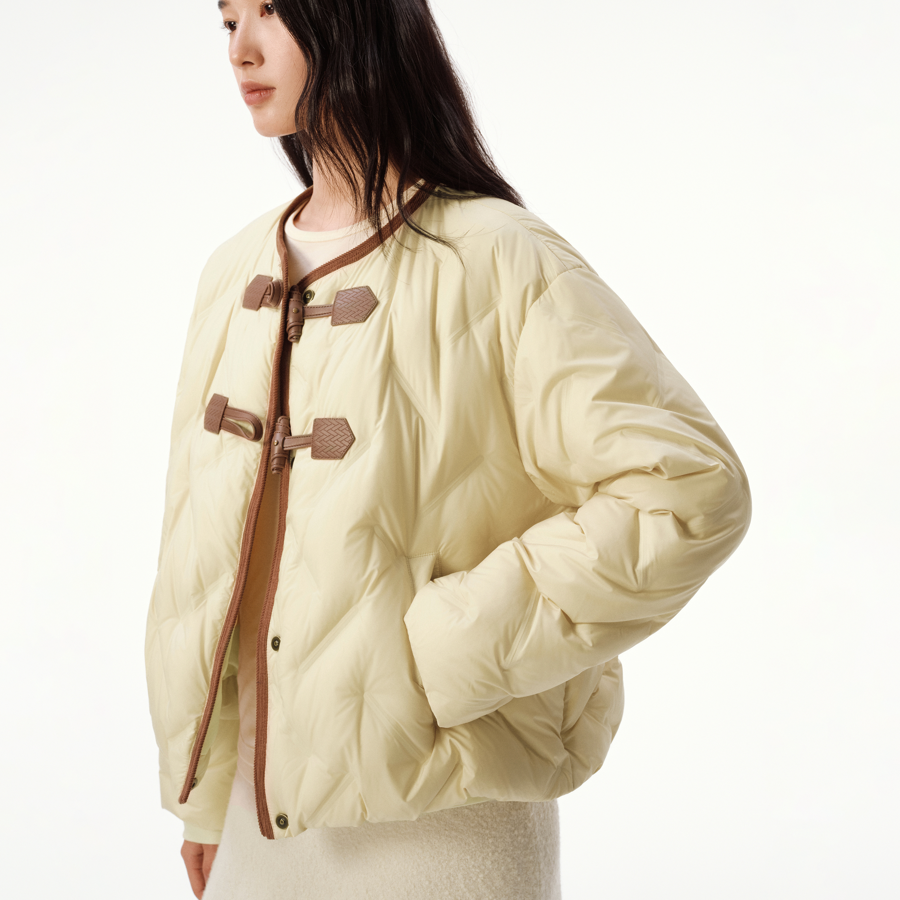 播新中式短款羽绒服2025秋冬新款小个子复古保暖外套女DDS4RD5277 - 图1