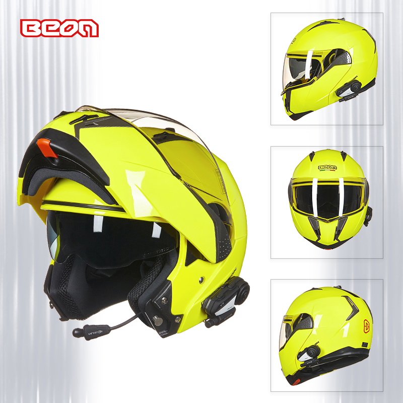 BEON双镜片摩托车揭面盔机车头盔男女四季通用全盔覆式截面盔跑盔 - 图2