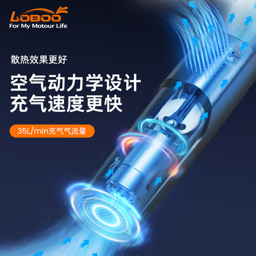 LOBOO萝卜摩托车充气宝车载充气泵便携迷你电动汽车胎压智能精准 - 图1