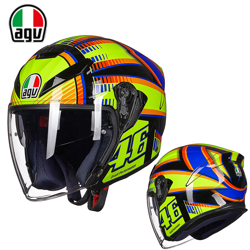 AGV K5双镜片半盔四分之三摩托车头盔男安全帽机车跑盔四季小鲨鱼 - 图1