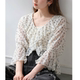 TP2026 Summer Exquisite Lace Embroidery Flower Dot Lotus Leaf Collar Trumpet Sleeve Top