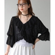TP2026 Summer Exquisite Lace Embroidery Flower Dot Lotus Leaf Collar Trumpet Sleeve Top