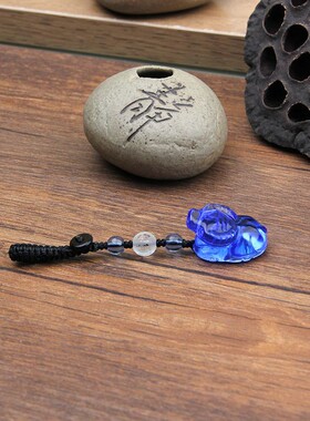 蓝水晶生肖牛包包男女原创吊坠