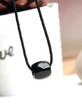 博语黑曜石桶珠挂件鼓珠挂坠