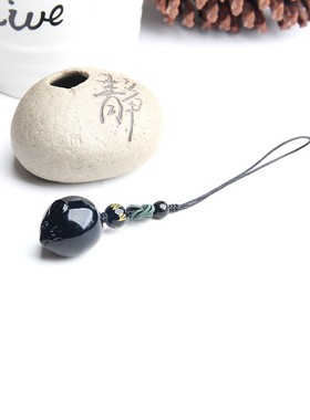 天然黑曜石老鼠挂件挂坠