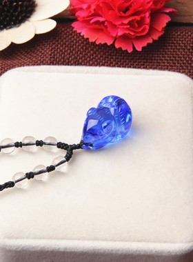 蓝水晶鼠挂件生肖鼠水晶项链