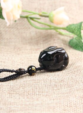 黑曜石水晶兔子挂件生肖兔挂坠