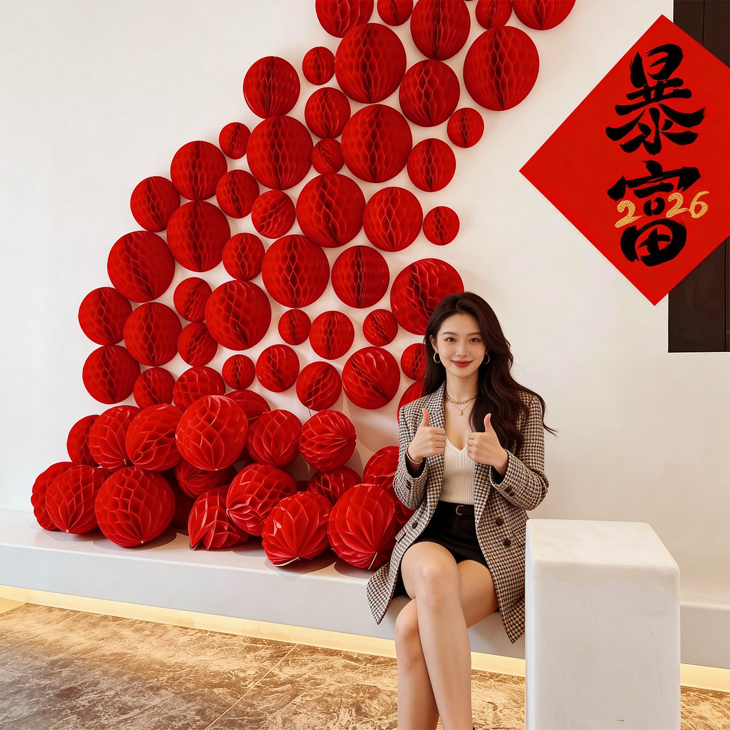 2026新年装饰蜂窝灯笼马年公司门店铺背景墙年会氛围场景布置挂饰,淘宝优惠券,粉丝福利购,淘宝优惠卷