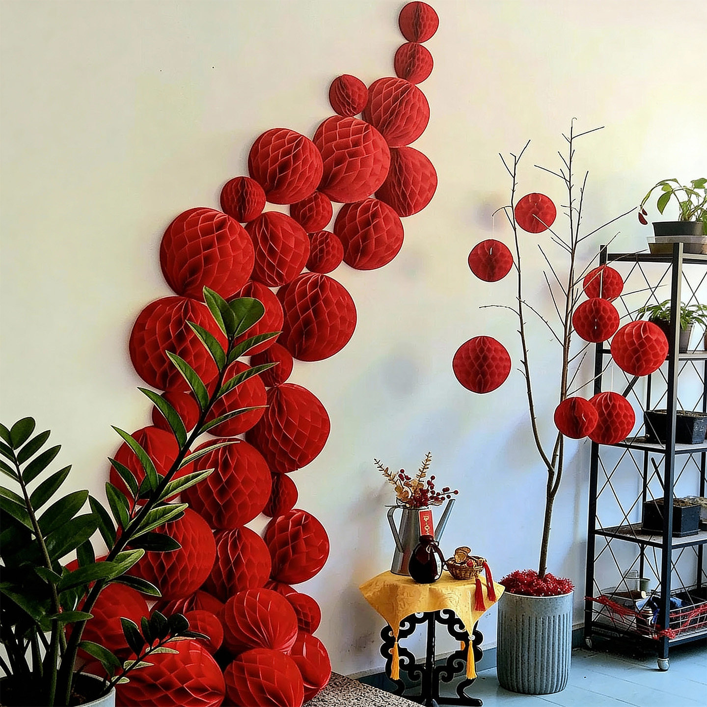 2026新年装饰蜂窝灯笼马年公司门店铺背景墙年会氛围场景布置挂饰,淘宝优惠券,粉丝福利购,淘宝优惠卷