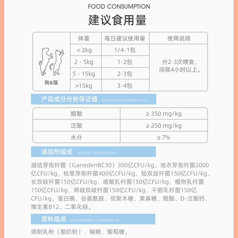 红狗益生菌猫咪狗狗调理肠胃宝幼猫软便呕吐拉稀宠物专用补充活力 - 图1