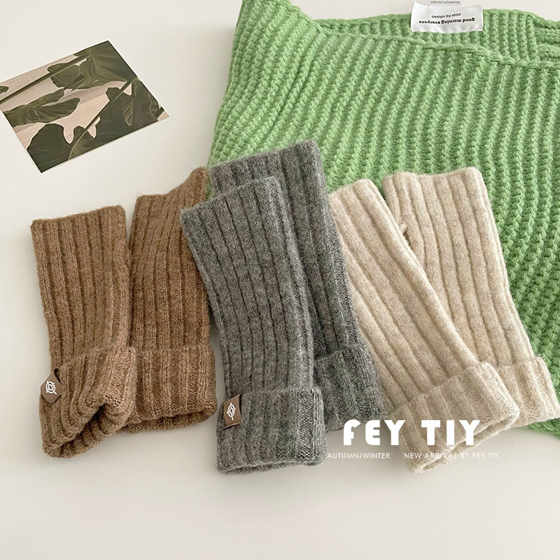 ‘拯救打工人’秋冬韩国ins半指手套仿羊绒纯色针织保暖护腕手套,淘宝优惠券,粉丝福利购,淘宝优惠卷