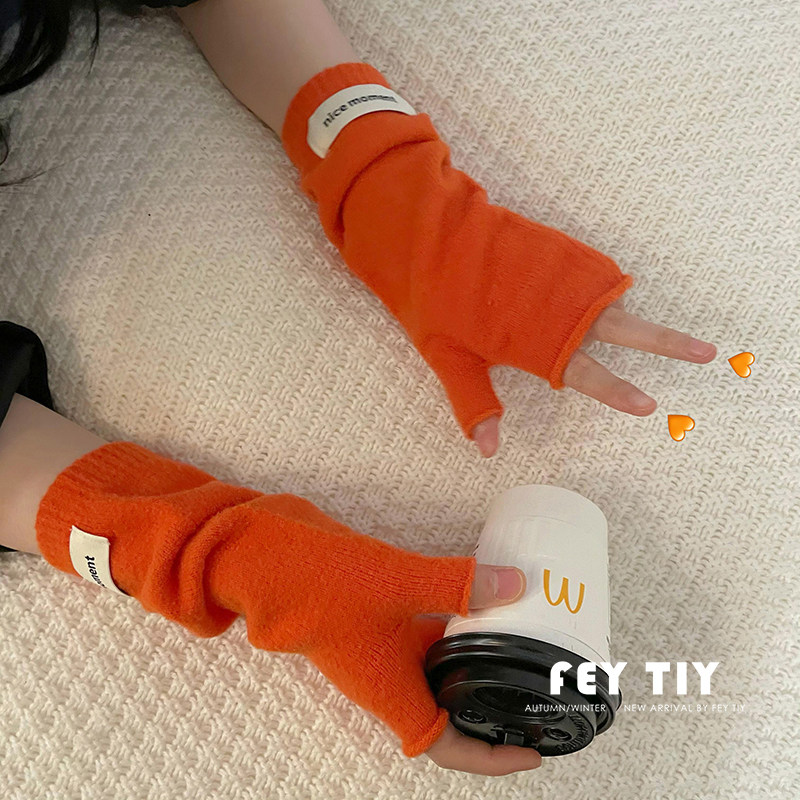 慵懒风~堆堆半指手套 字母新品纯色韩国秋冬保暖仿羊绒针织露指,淘宝优惠券,粉丝福利购,淘宝优惠卷