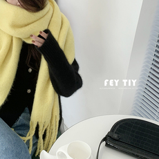 шарф 马海毛加厚围巾女冬季新款纯色流苏保暖围脖披肩中长款小红书推荐