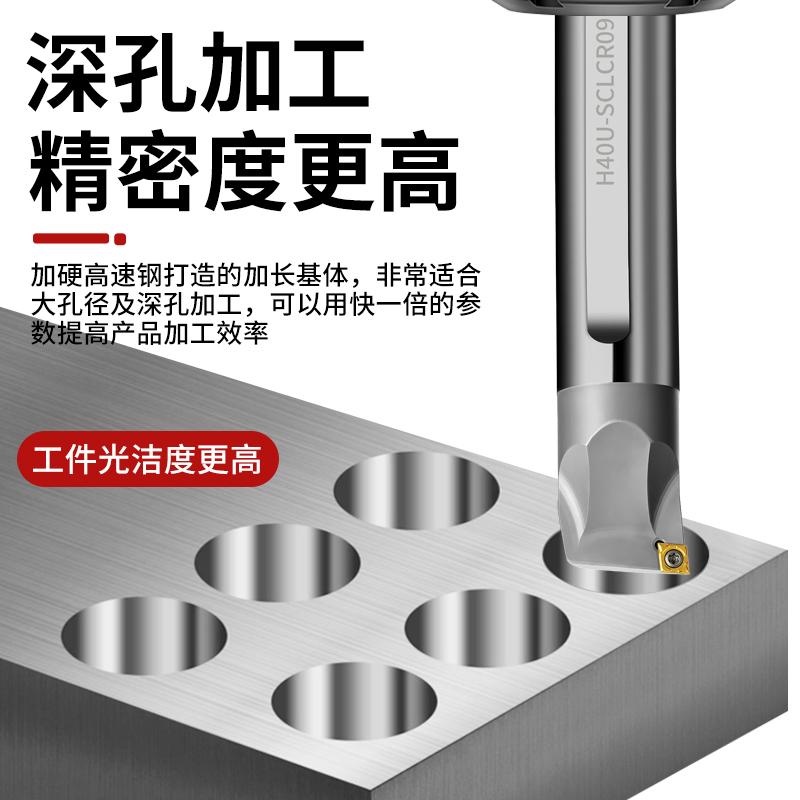 数控镗孔内孔刀杆 防震抗震高速钢车刀H32T/H40U/H50V/SCLCR09/06 - 图1