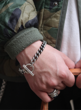 手工制元年风格美式纯银手链