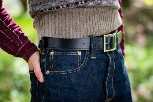 HARDWIND Belt Vintage复古茶芯牛皮真皮黄铜皮带腰带3.8cm宽 - 图2