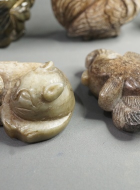 回流创汇老物件和田玉瑞兽童子摆件挂件配饰古玉老玉编号M5