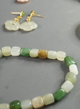 带证书天然和田玉手串吊坠耳钉挂绳一物一拍总M5