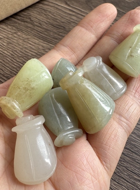 库存近一二十年纯手工苏工老物件天然和田玉藕节小吊坠挂件单个
