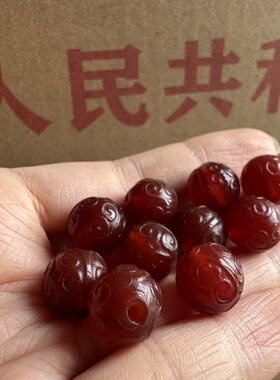 老库存天然玛瑙老料满工回纹珠散珠配珠diy手工配饰