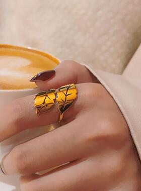 欧美时尚钛钢戒指女小众ins蝴蝶